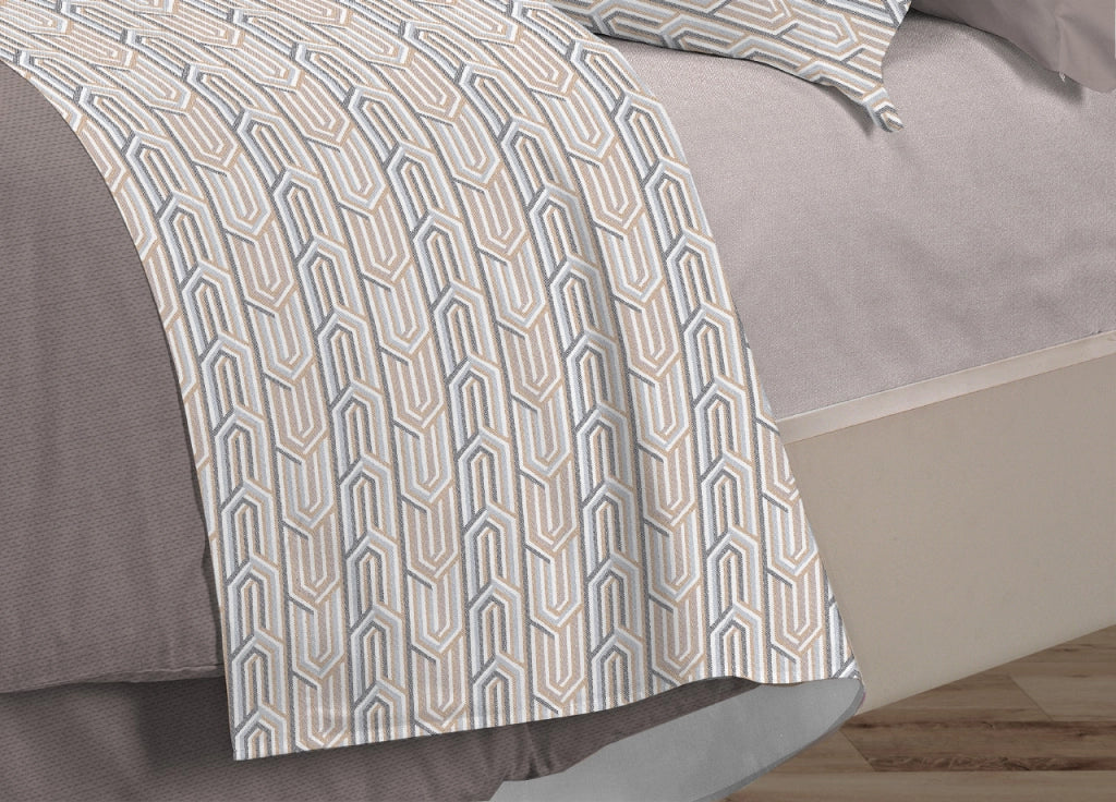 Completo Lenzuola Letto 100% Cotone Italy 3027 Disegno Henry - Piazza E Mezza - Beige