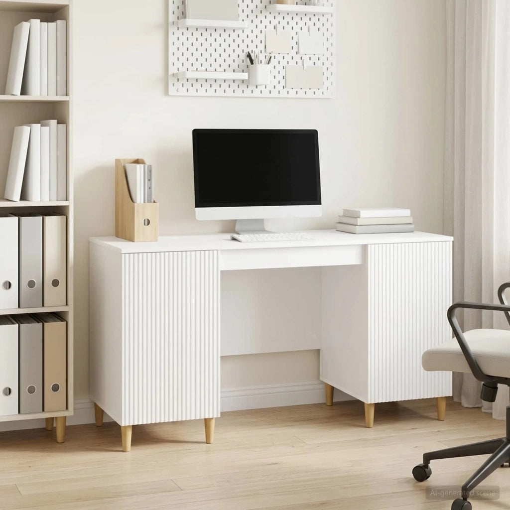 Scrivania Bianco Lucido 142,5 x 50 x 75 cm Legno ingegnerizzato 3414598