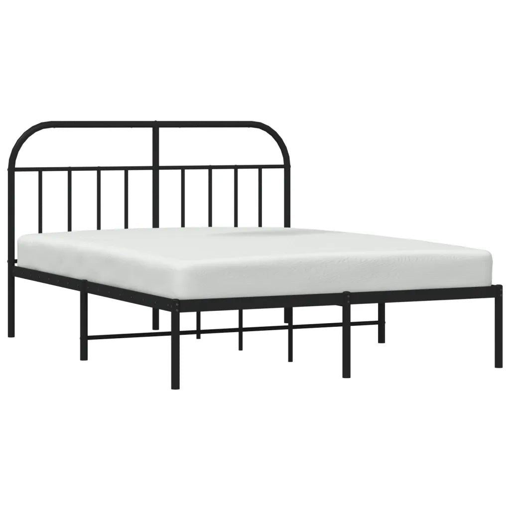 Giroletto con Testiera-Struttura Letto con testiera in Metallo Nero 140x190 cm 592354