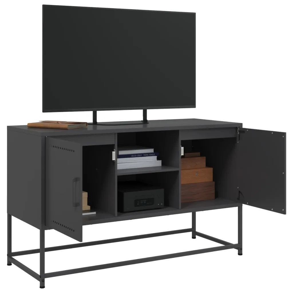 Mobile TV-Credenza per TV-Console TV Nero 100,5x39x60,5 cm in Acciaio 203880