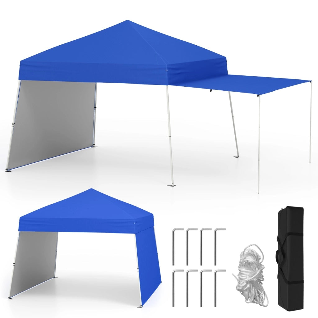 Tenda gazebo con pareti laterali convertibili in tenda da sole, Rifugio solare da esterno pieghevole Blu-Gazebo
