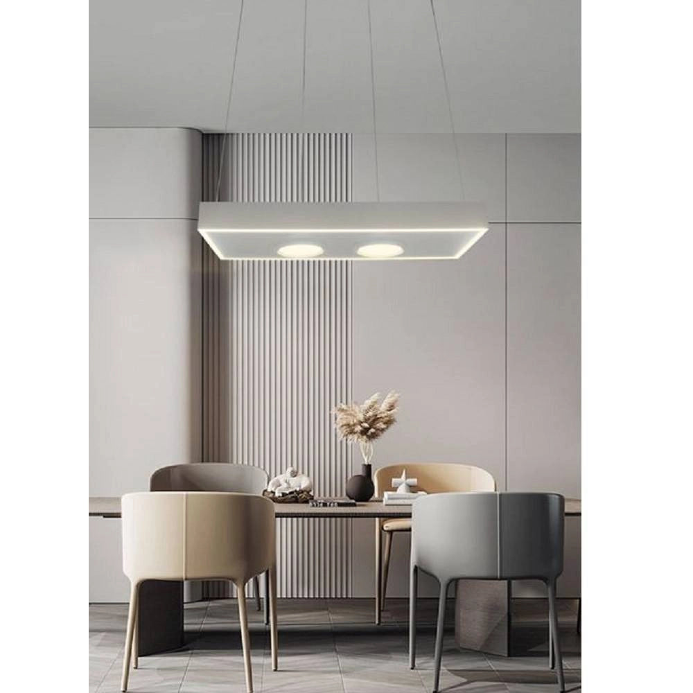 Trade Shop - Lampadario Led Moderno Minimal Lampada Sospensione 40w Luce Calda Naturale Lp-08b - -bianco Naturale      -