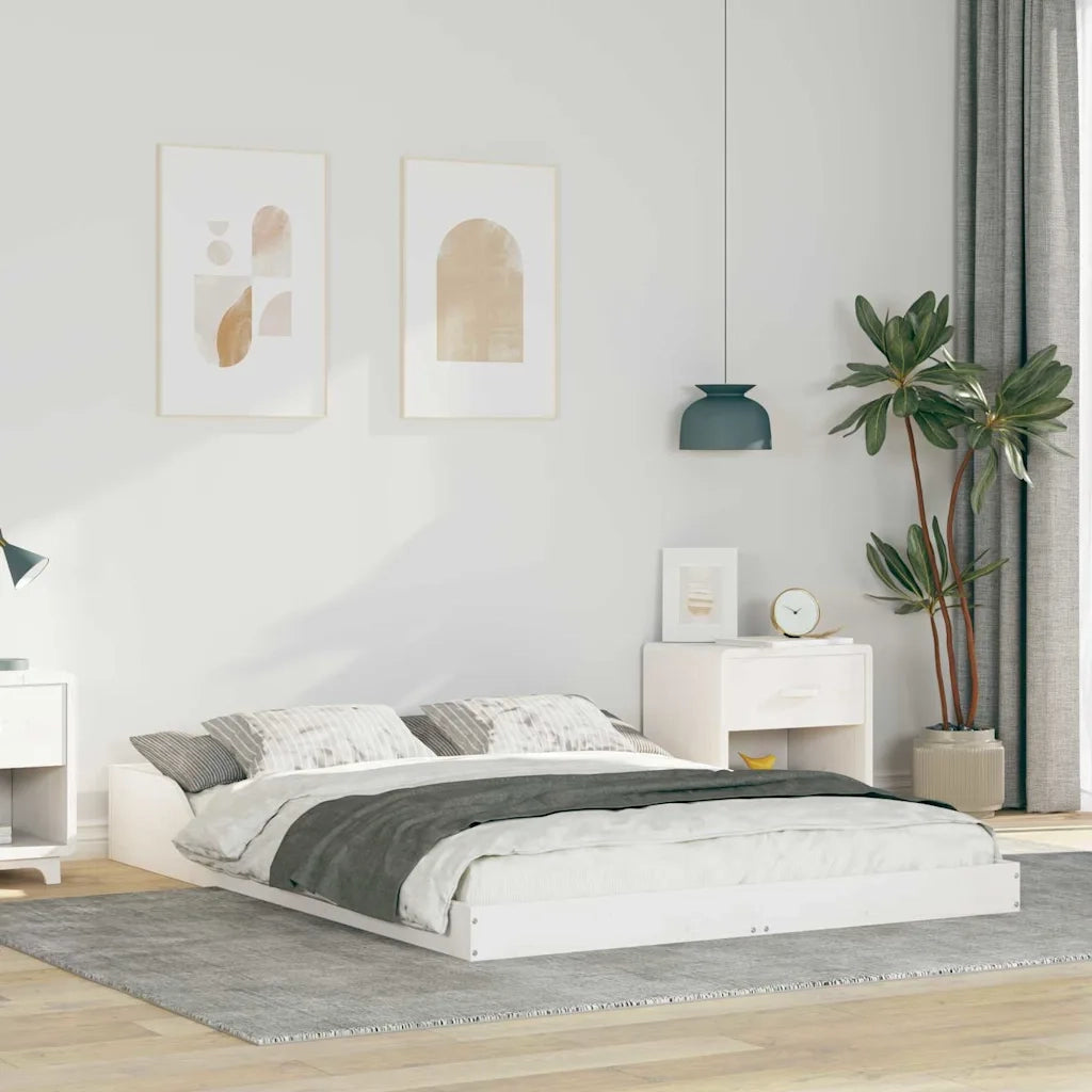 Struttura del letto Bianco 140 x 190 cm Pino massello