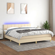 Letto a Molle con Materasso e LED Crema 160x200 cm in Tessutocod mxl 122756