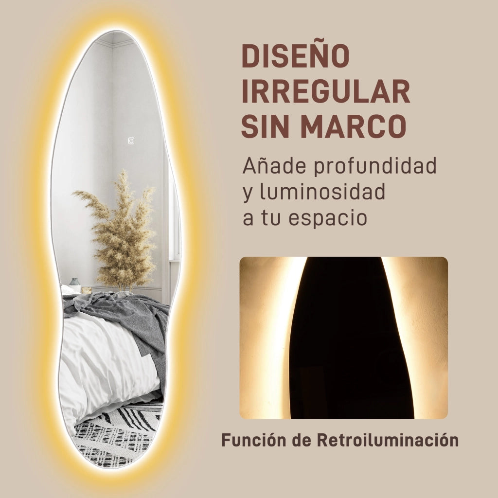 Specchio da Parete a Pieno Corpo con Luci LED ¨C Minimal ¨C 120x40 cm