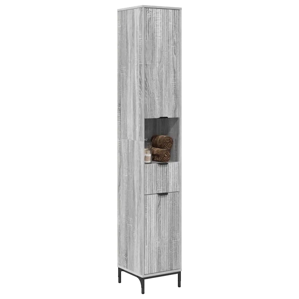 Mobile da Bagno con cassetto Grigio Sonoma 31,5 x 33 x 190 cm