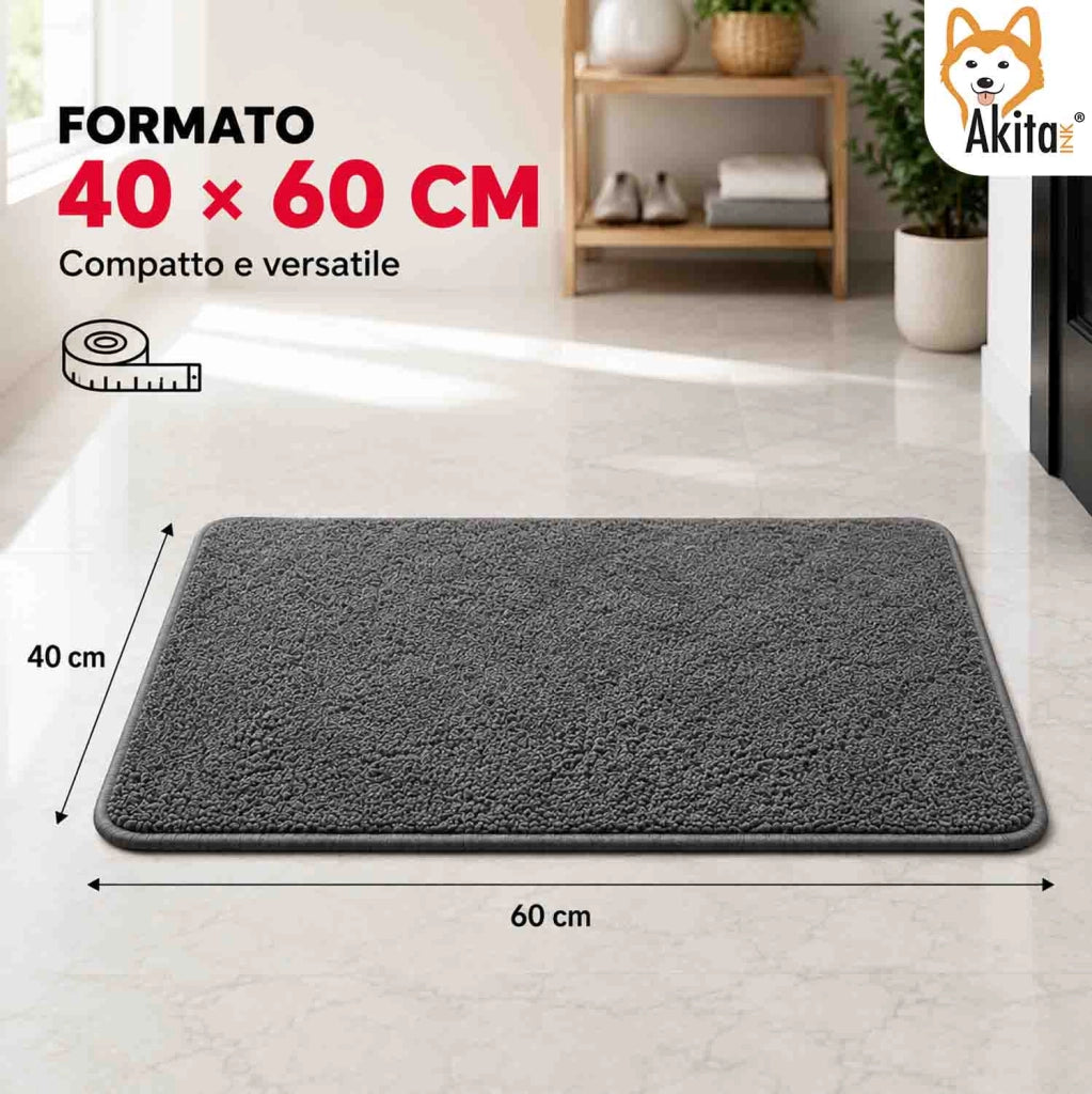 Akitaink Tappeto Multiuso in Microfibra 40x60 cm Grigio