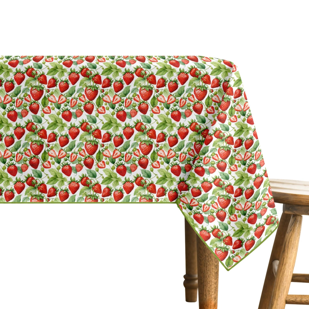 Tovaglia Antimacchia No Stiro Idrorepellente Resistente Alle Macchie Certificata Oeko Tex Copritavolo Proteggi Tavola Fantasie Estiva Estate Tavolo Giardino Terrazzo Cucina Tovaglie Moderne Fragole - 140x230Cm