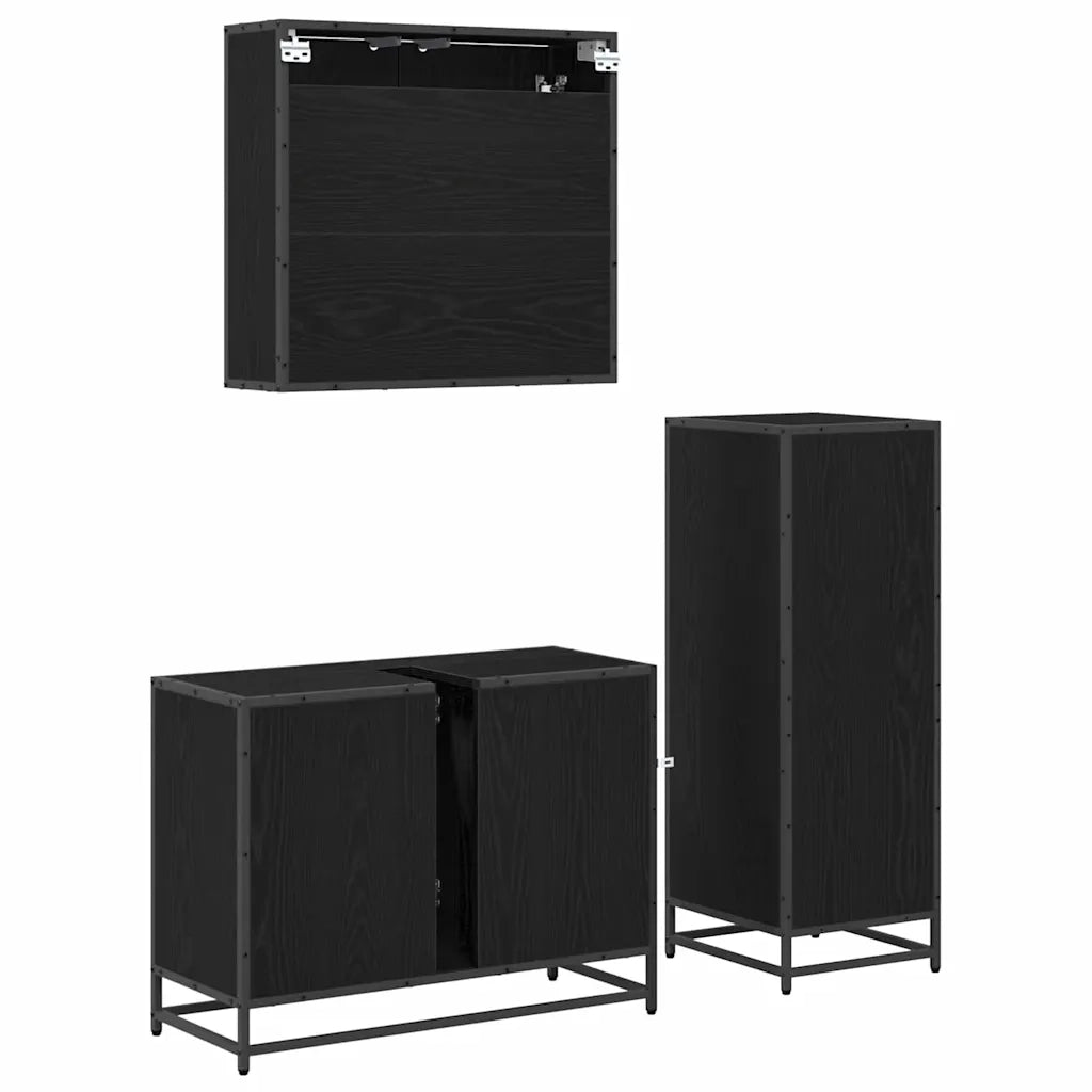 Set di mobili per il bagno con cassetto 3 pcs Legno vecchio