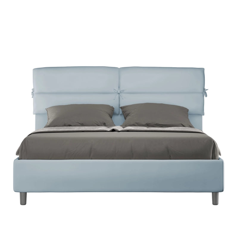 Letto imbottito Matrimoniale 160x210 cm Nandy - Con rete,Microfibra,Azzurro