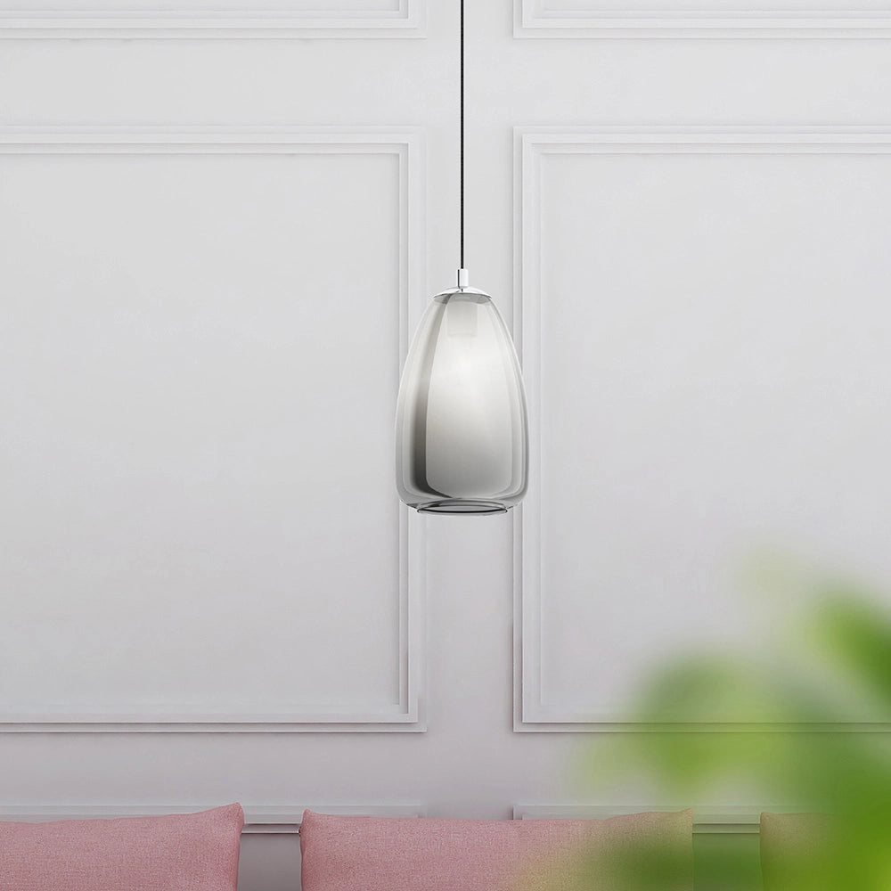 Lampadario Contemporaneo Alobrase 1 Luce Metallo Cromo