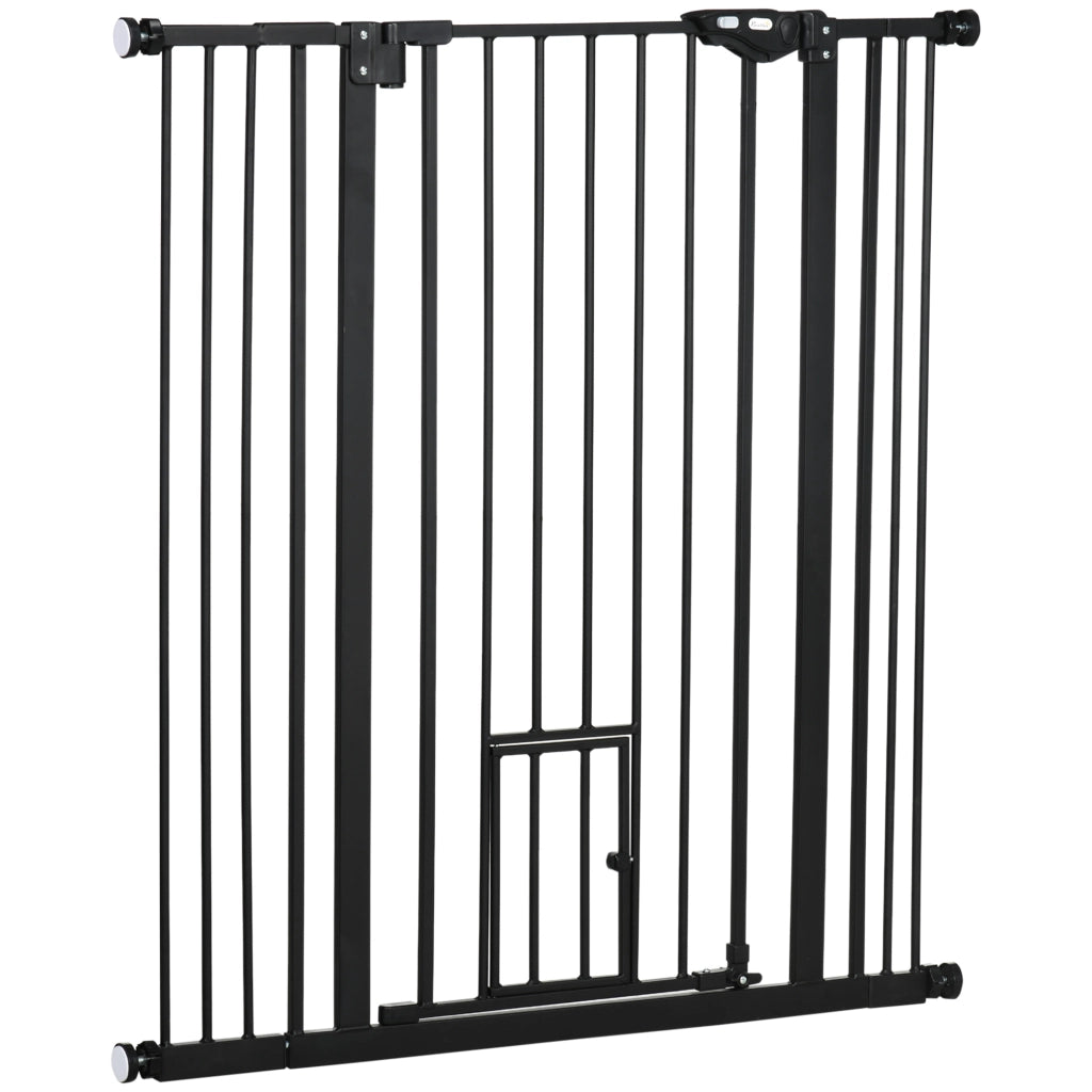 Barriera di Sicurezza per Bambini con Porta ¨C zephmum ¨C Nero 74-101x104,1 cm