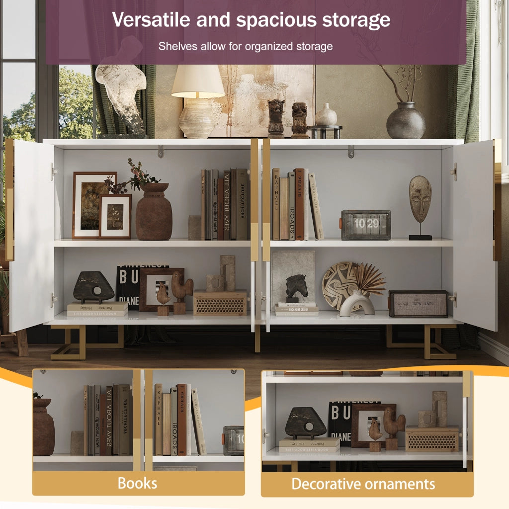 MADIA 152x40x75 cm Bianca in MDF con 2 porte e 4 scomparti