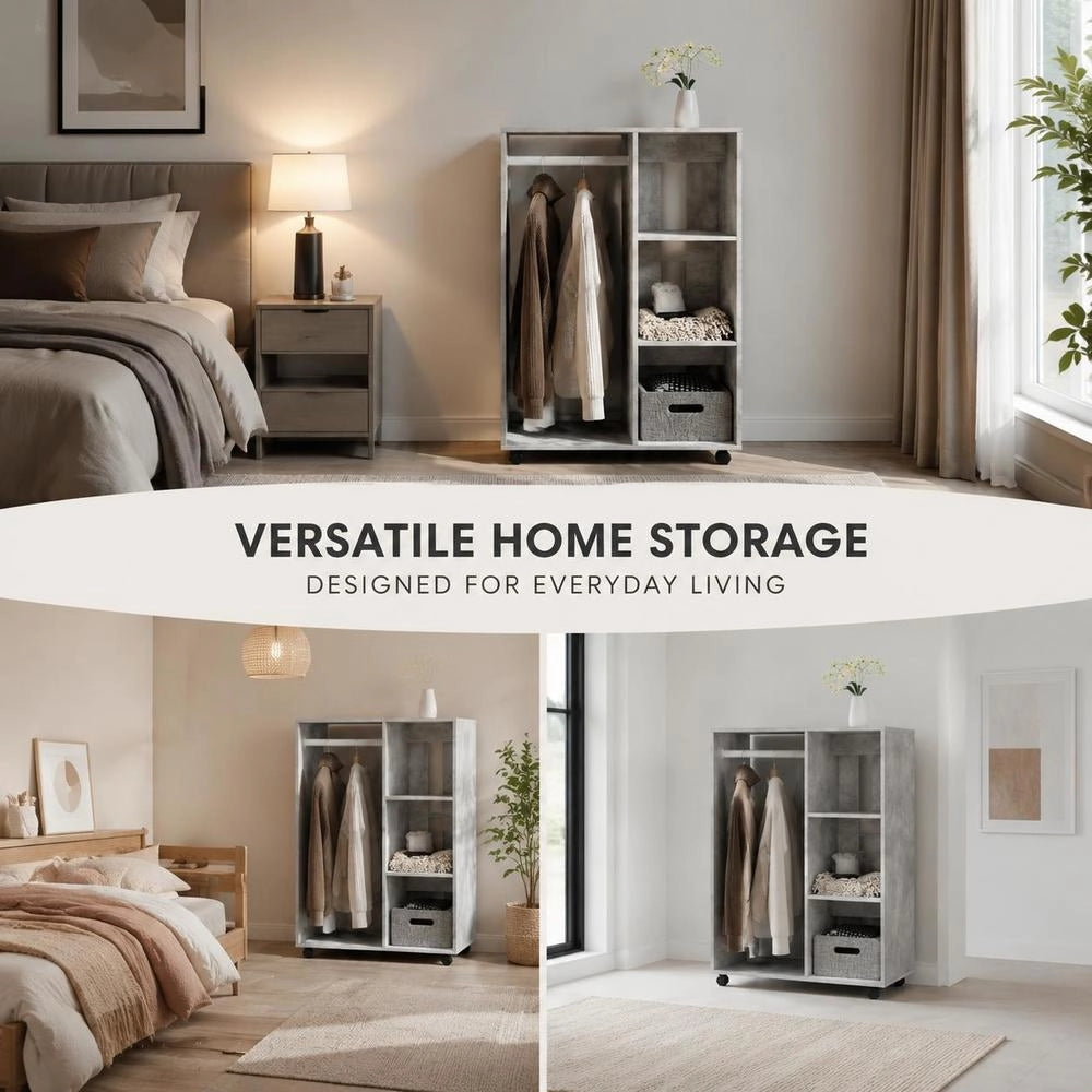 Wardrobe Concrete Grey 80x40x110 Cm Wood-based Material