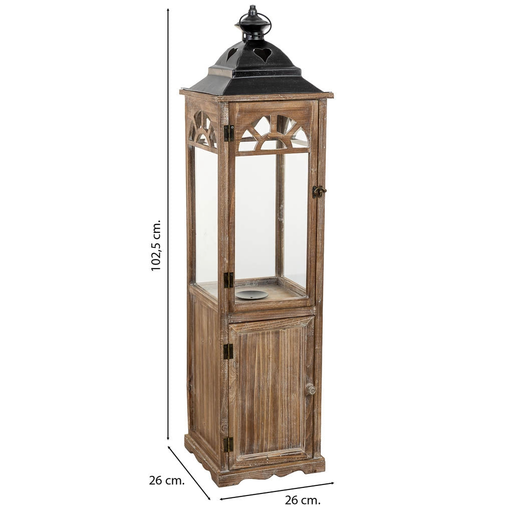 Lanterna in legno marrone 26x26x102,5h cm