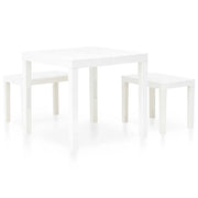 Tavolo da Giardino con 2 Panche in Plastica Bianco 48777