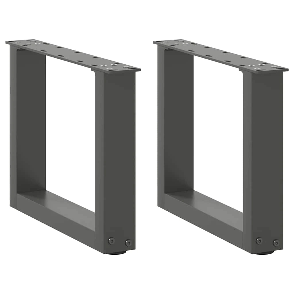 Set di 2 gambe per tavolino a forma di U 30 x 30 cm con piedini regolabili design moderno in acciaio antracite 02_0057370
