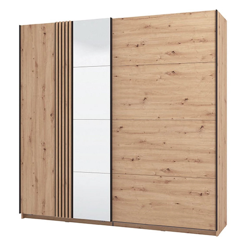 Armadio Camera da Letto Nucetto, Guardaroba Grande Appendiabiti, 220x217.5h cm Marrone Rovere Nodi