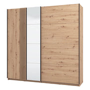 Armadio Camera da Letto Nucetto, Guardaroba Grande Appendiabiti, 220x217.5h cm Marrone Rovere Nodi