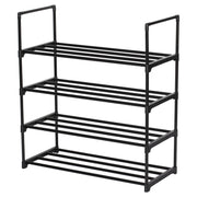 Scarpiera Scaffale 4 Ripiani In Metallo Nero 65,5x29,5x72 Cm