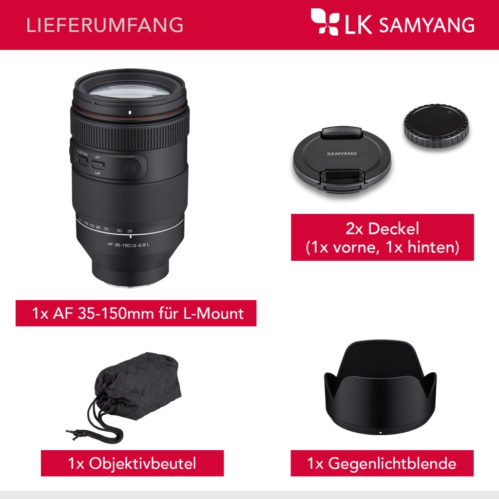 AF 35-150mm F2-2.8 per obiettivo con attacco L - obiettivo zoom a tutto tondo con parafocale, AF per video cinematografici e zoom per riprese dolly, interruttore personalizzato