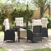 Set da Pranzo per Giardino con cuscino 5 pcs Nero polyrattan 3380528