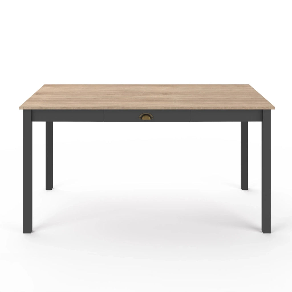 IDMarket - ISIS mesa de comedor para 8 personas con cajón de madera y negro 150 cm
