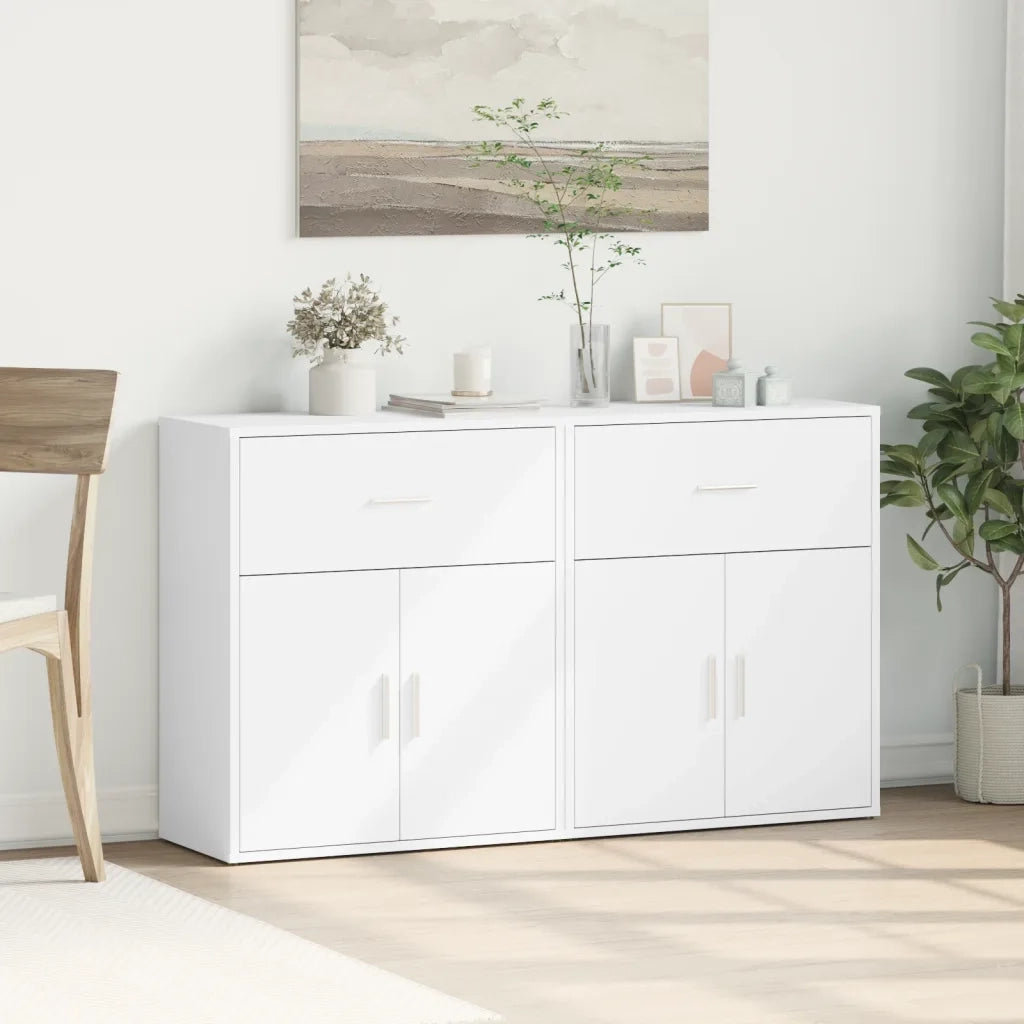 Credenze 2 pz | Madia | Buffet da pranzo | Armadio da pranzo Bianche 60x31x70 cm in Legno Multistrato
