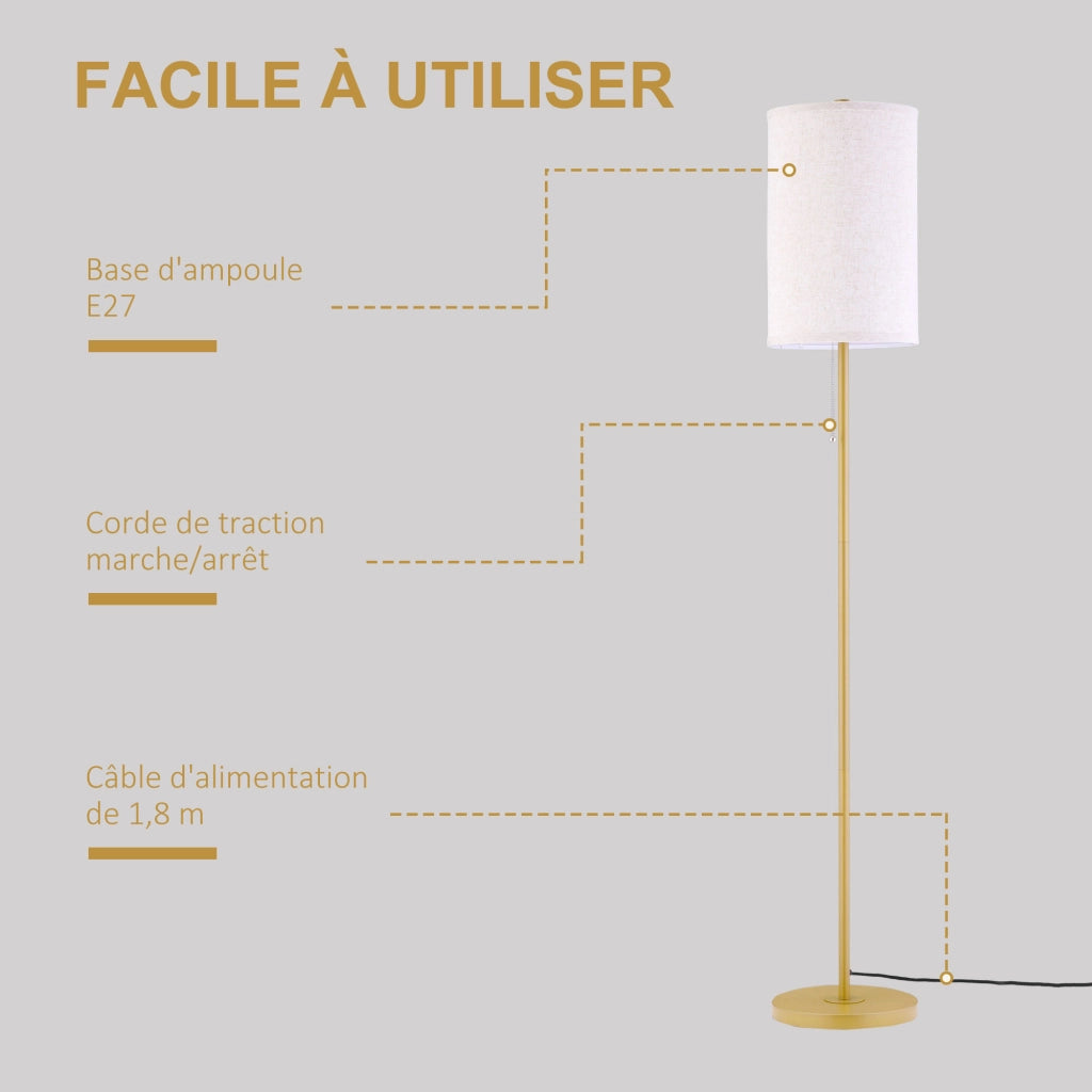 Lampada da terra design ¨C zephmum ¨C dorato e beige 25,5x25,5x157 cm