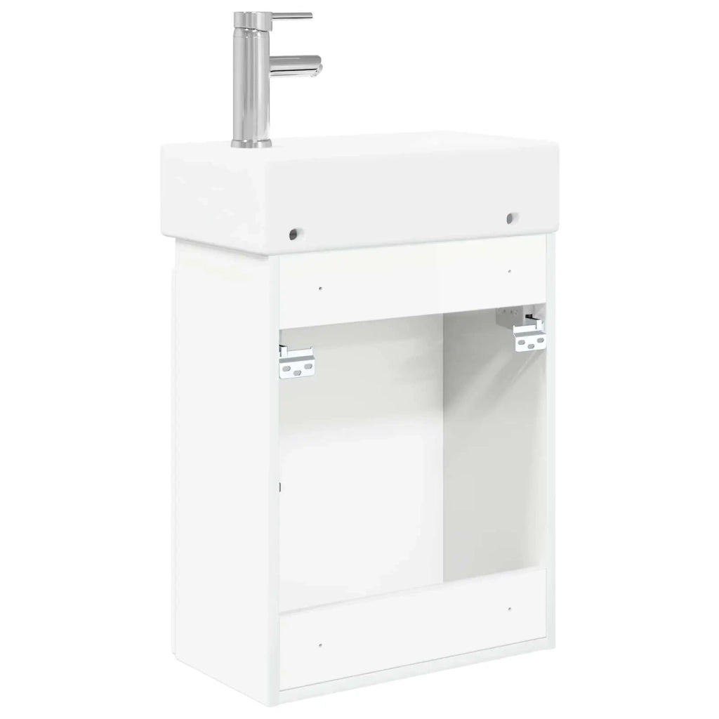 Mobile bagno con rubinetto Bianco Lucido 45,5 x 22,5 x 84 cm 889475