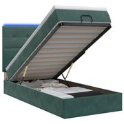 Letto Ottomano con Materasso e LED Verde Scuro 90 x 200 cm 3458280