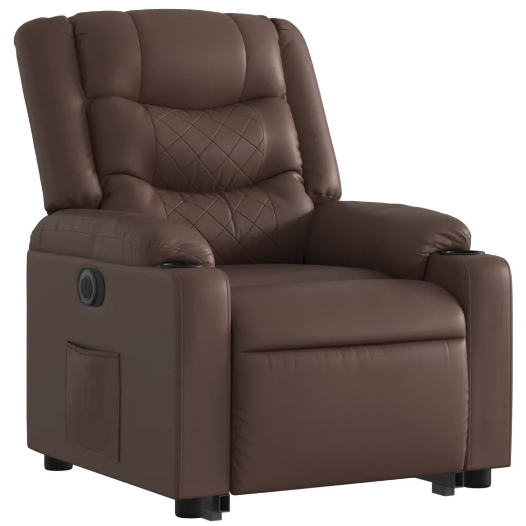 Poltrona Alzapersona Reclinabile Marrone in Similpelle 3206561
