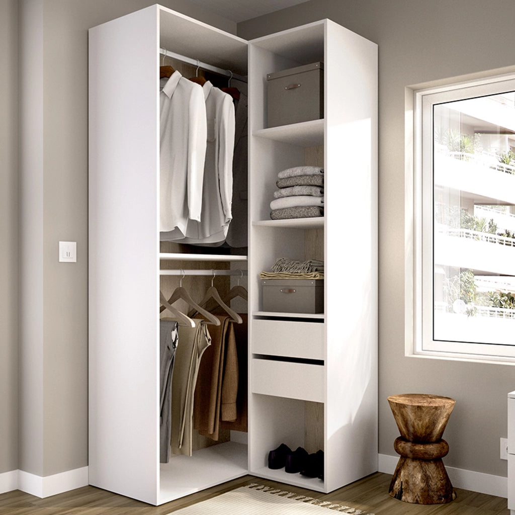 Armadio Camera da Letto Labuco, Guardaroba Grande Modulabile, 105x205h cm Bianco