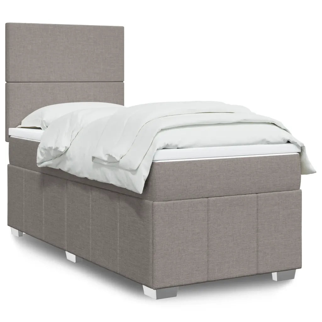 Letto singolo | Letto per adulti | Giroletto a Molle con Materasso Tortora 90x200 cm inTessuto