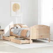 Letto senza Materasso-Struttura Letto 75x190 cm in Legno Massello Pino 577121