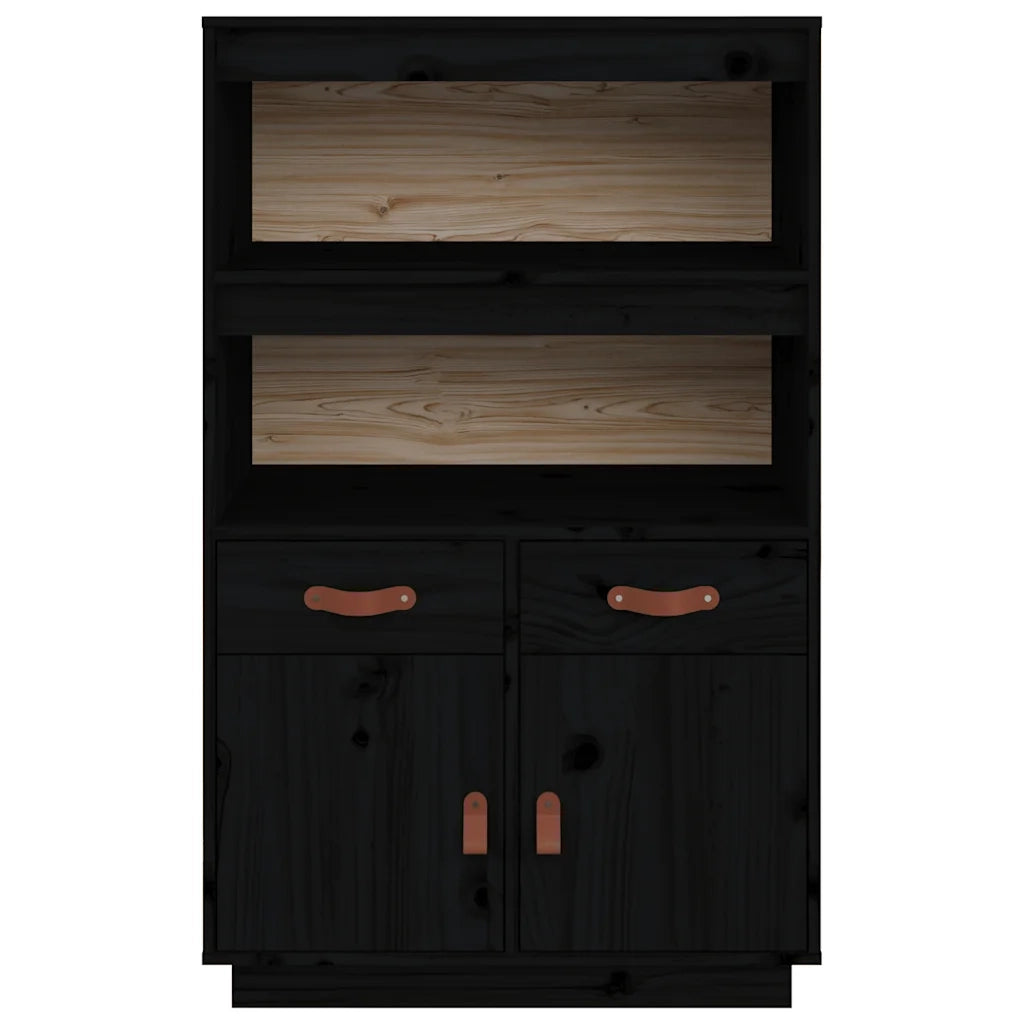 Credenza | Madia | Buffet da pranzo | Armadio da pranzo Nera 67x40x108,5 cm in Legno Massello di Pino
