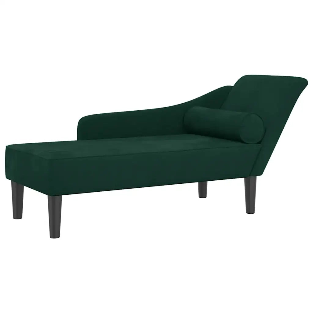 Chaise Longue con Cuscini Verde Scuro in Velluto CFW5559800