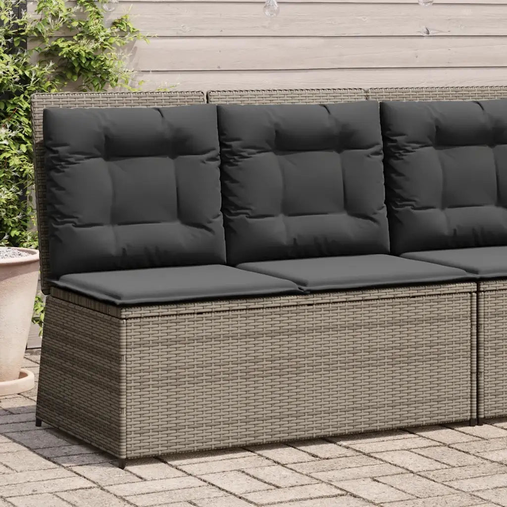Panca Reclinabile da Giardino con Cuscini Grigia in Polyrattan 368966