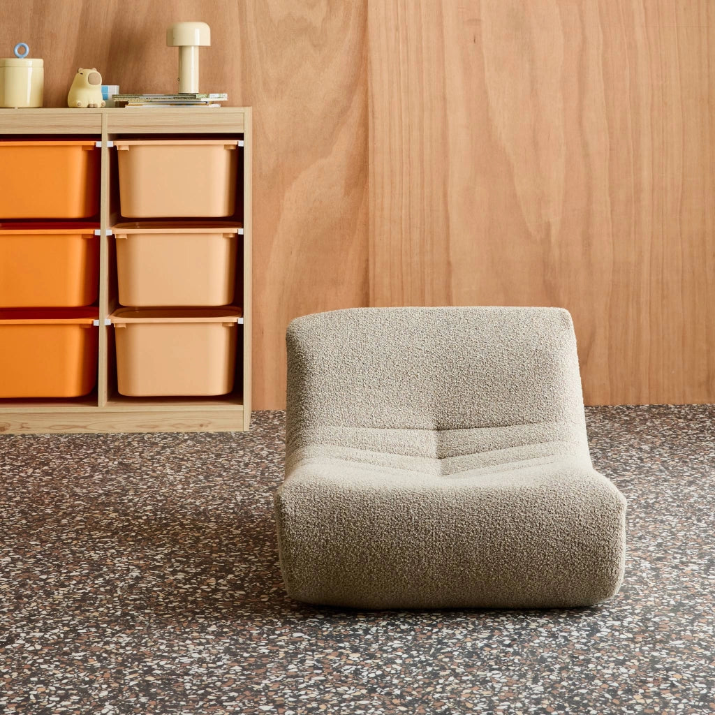 Poltroncina per bambini in tessuto bouclé testurizzato, 1 posto, beige