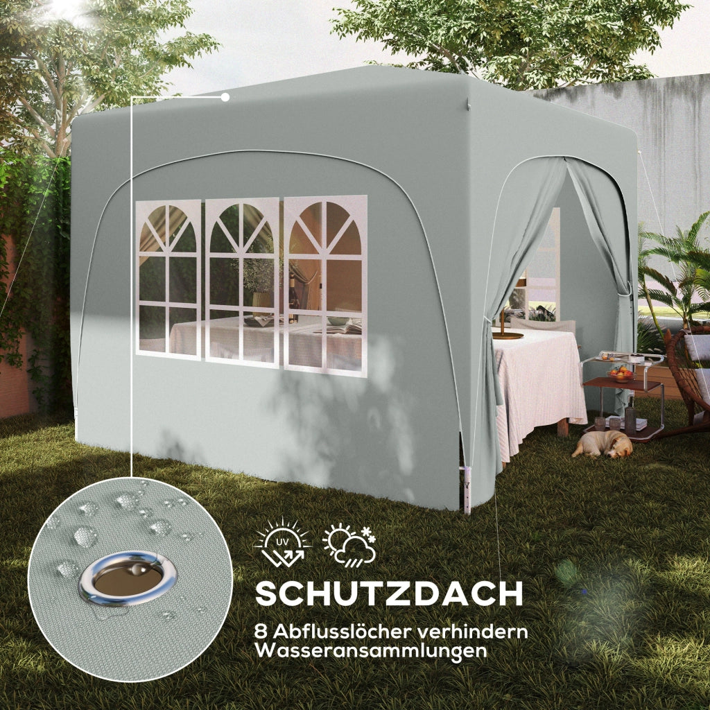 Gazebo 3x3 m ¨C zephmum ¨C Grigio Sabbia, Tessuto UPF50+, Pieghevole, Con Borsa