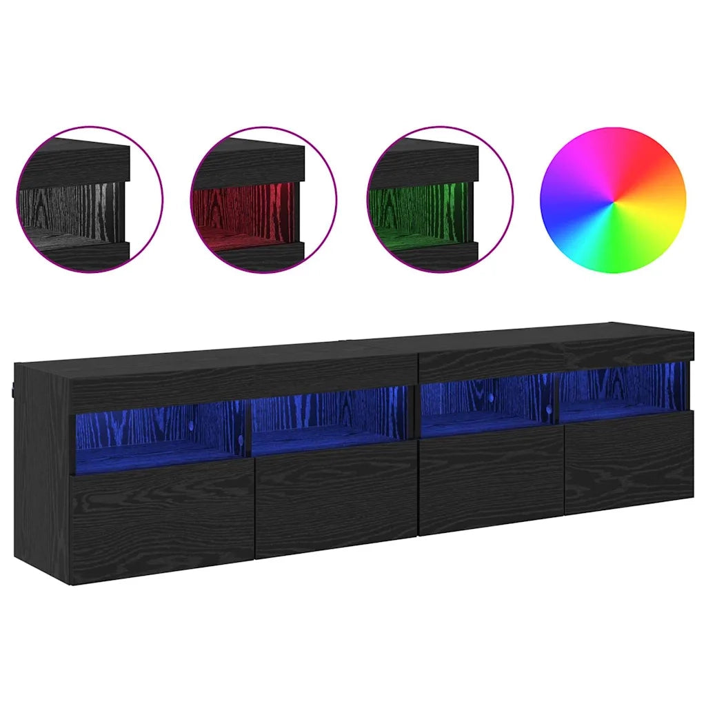 Mobiletti TV da Parete 2 pcs Rovere Nero 80 x 30 x 40 cm 882982