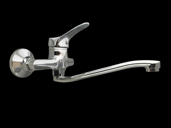 Rubinetto miscelatore per bagno o cucina con attacco a parete