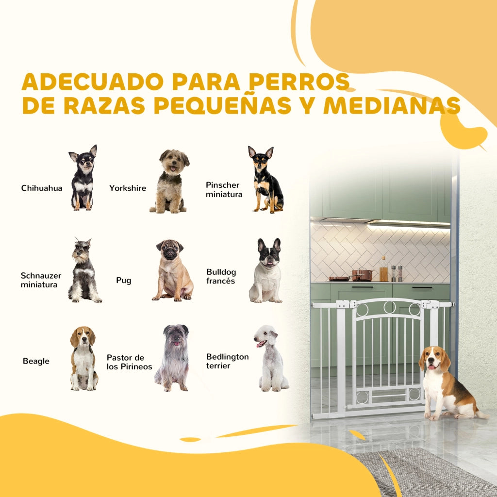 Barriera per Cani Porta con Larghezza Regolabile 76-104 cm ¨C zephmum ¨C Bianco