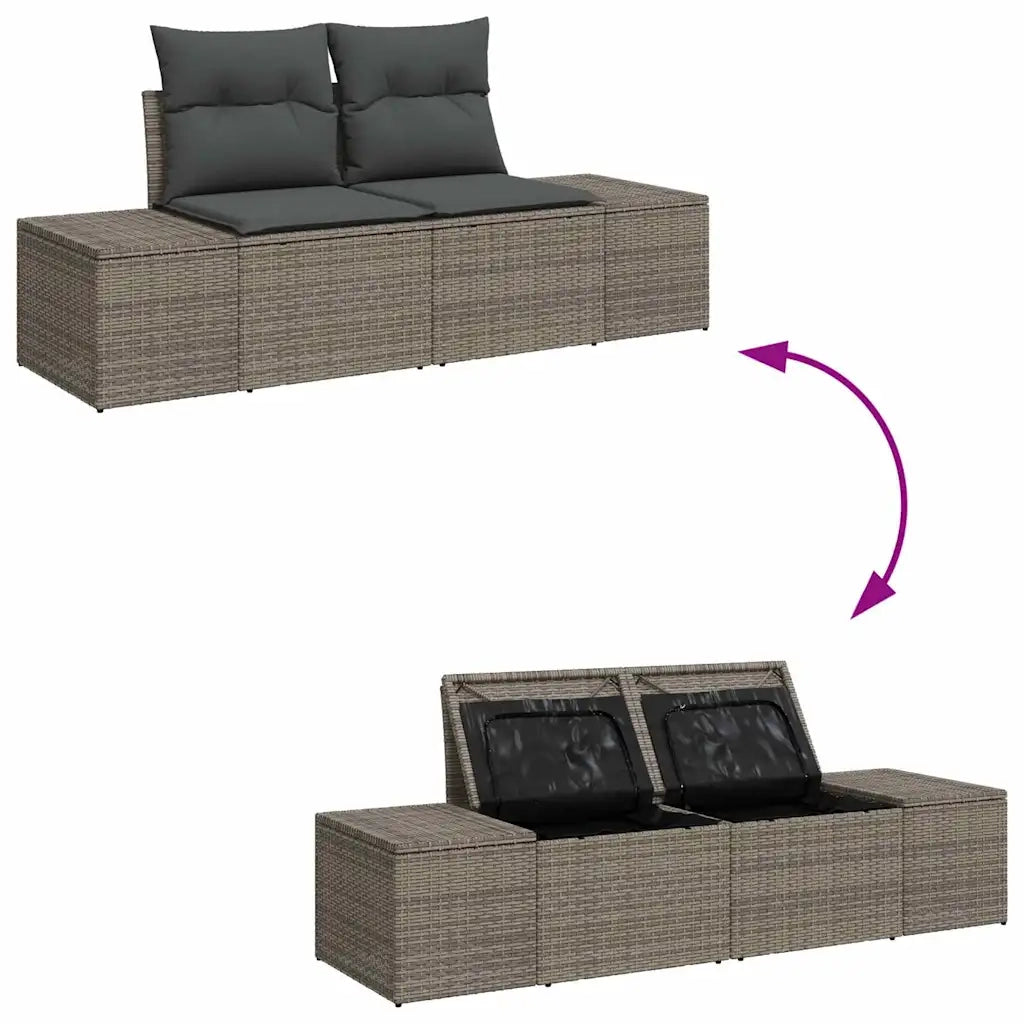 Set Divano da Giardino 3 pcs Grigio polyrattan 3355588