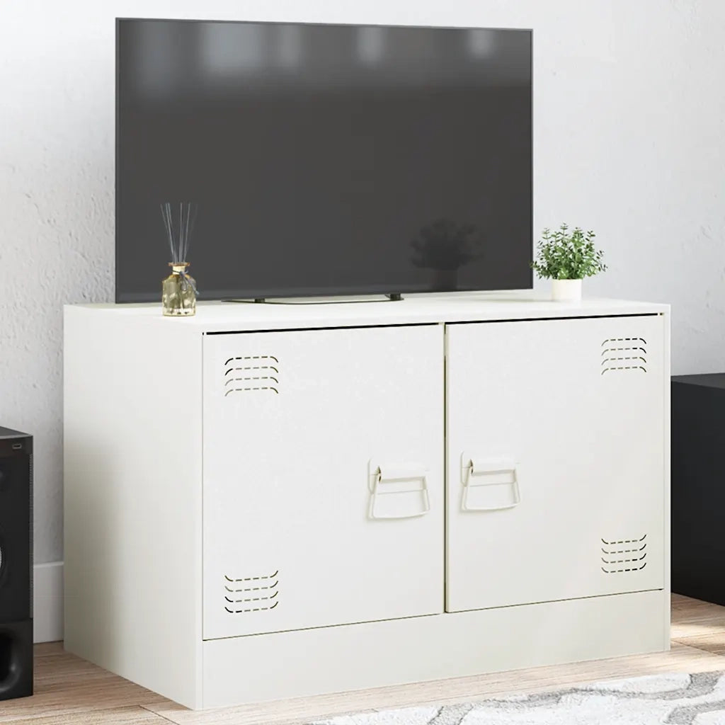 Mobile Porta TV Bianco 67x39x44 cm in Acciaio