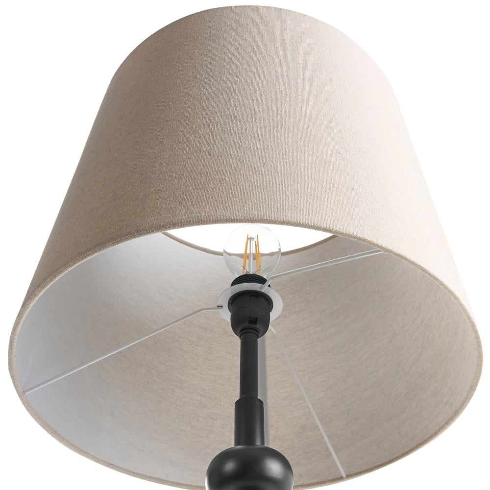 Lampada da terra Supporto in metallo nero Paralume in tessuto Design con perline Stile classico