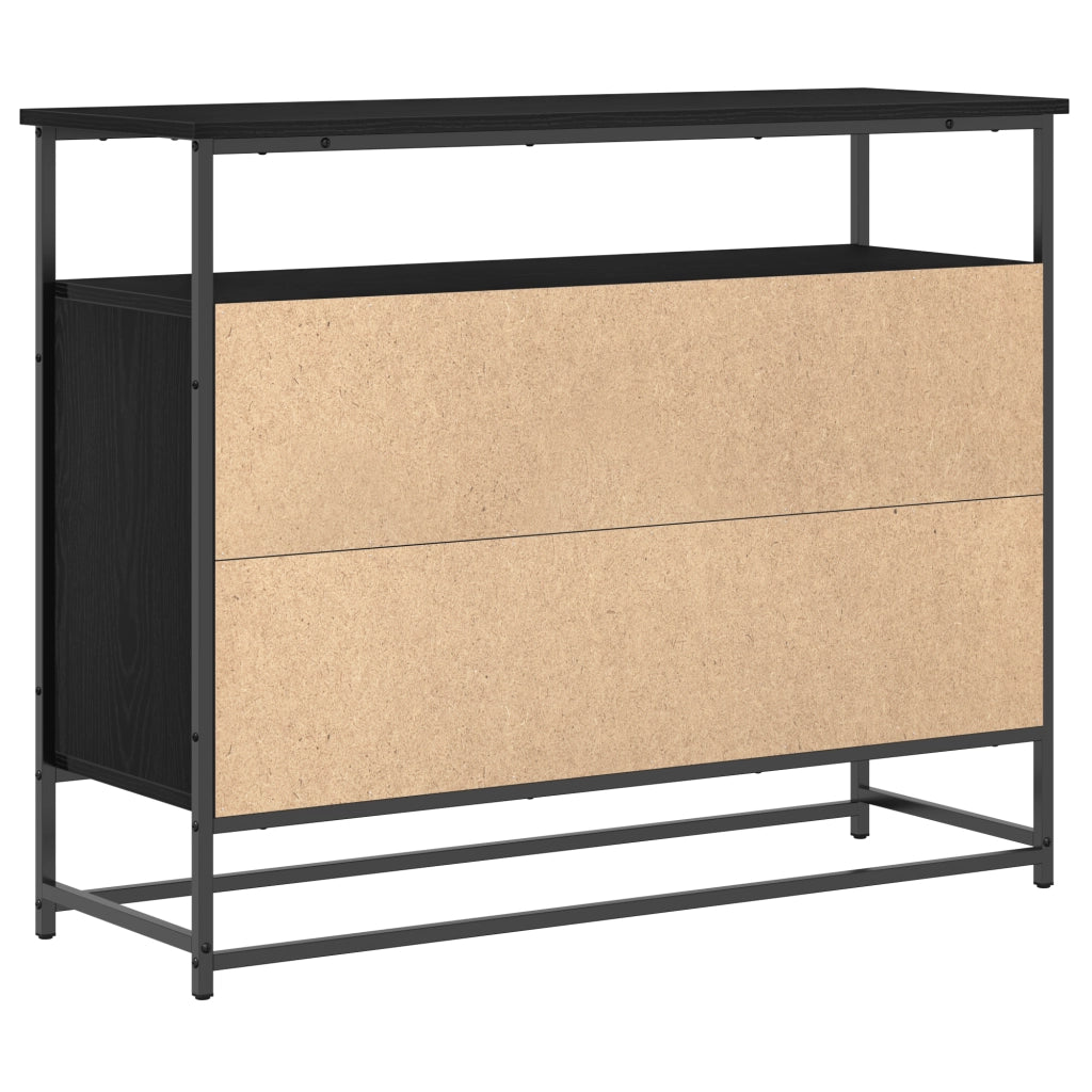 Sideboard  Nero Rovere 100x35x80 cm Legno ingegnerizzato e Acciaio