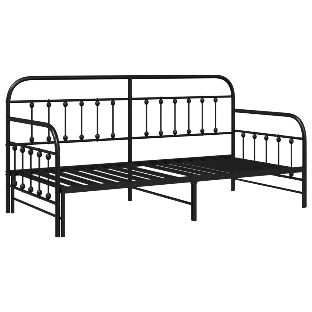 Struttura letto giorno  con letto estraibile, nera, 107x203 cm, in acciaio