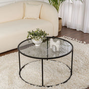 Moena, Tavolino da Salotto Forma Rotondo, 80x80x43h cm Nero