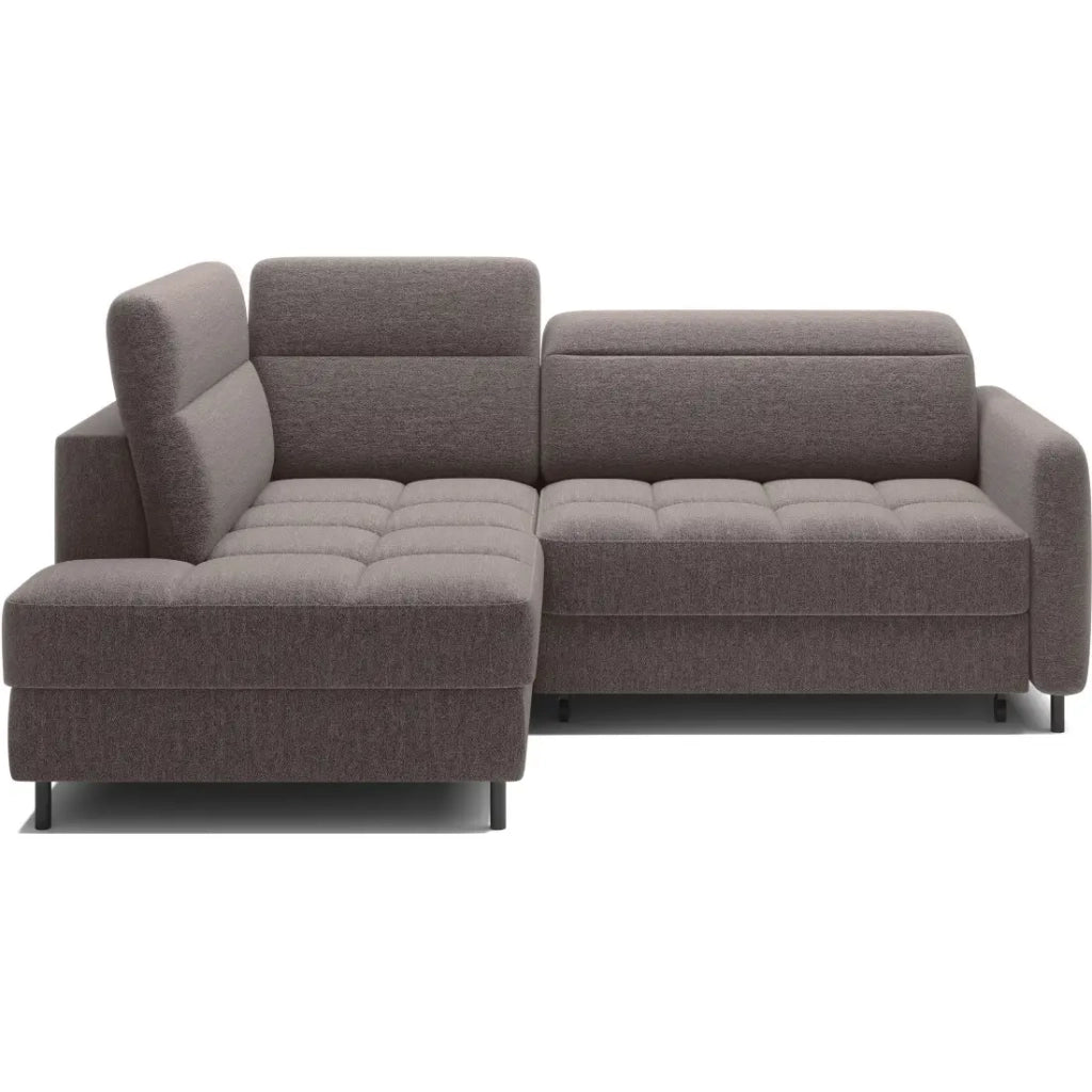 Divano angolare sinistro convertibile BARNEA 208 cm marrone con contenitore